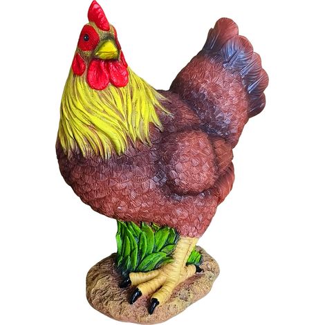 Relaxdays, figura da giardino gallo e gallina in poliresina antigelo e resistente alle intemperie, HxLxP: 24 x 9 x 19 cm