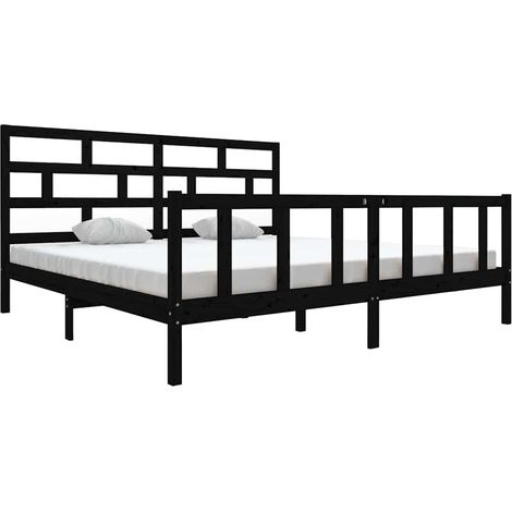 Maison Exclusive - Massivholzbett Schwarz Kiefer 200x200 cm (1/5)