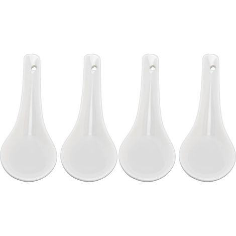 Cuillère en céramique, fabrication soignée, simple et élégante, manche long, en céramique, cuillère à soupe chinoise (1/5)