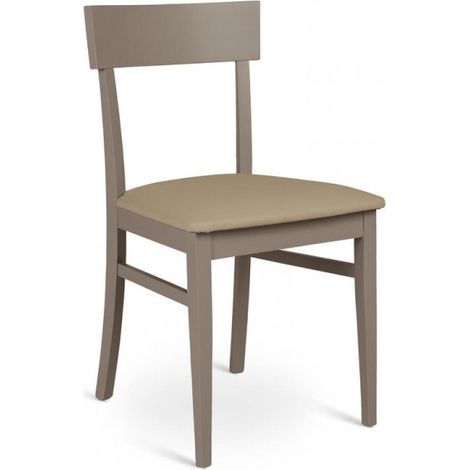 Silla de madera lacada en color tortora con asiento de similpiel 445xh. 82 cm (1/2)