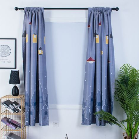 Salle de séjour chambre rideau occultant polyester motif imprimé gris décoration fenêtre (1/5)