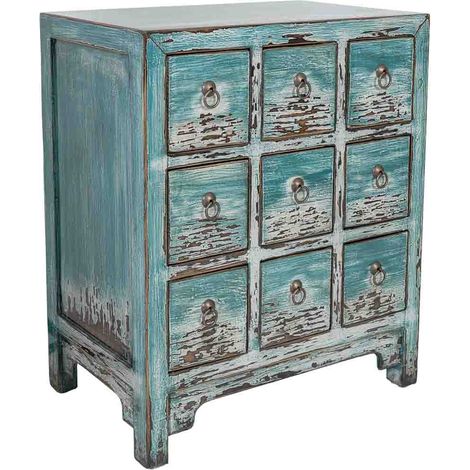 Comoda de madera azul 62x40x74h cm (1/5)