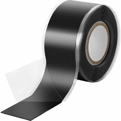 3m Self-Fusing Silicone Tape (Self-Sealing), Electrical Tape and Sealing Strip (Water, Air), Width 25mm, Black MUMU (1/4)
