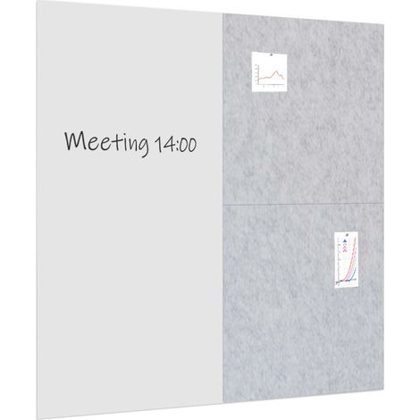 Tableau blanc avec deux panneaux acoustiques 200×200 cm - Gris clair