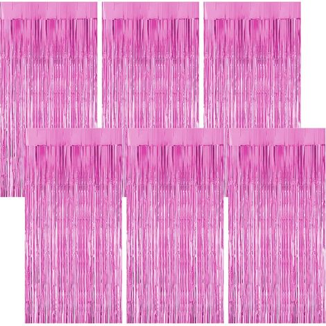 Lot de 6 Rideau,1m x 2m,Plastique,Rose,Fête,Anniversaire,Mariage (1/5)