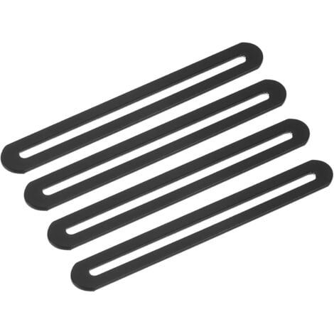 4 supports de fixation plats droits et épais en acier inoxydable de 155 x 19 mm, pour étagères de meubles fixes (noir) (1/5)