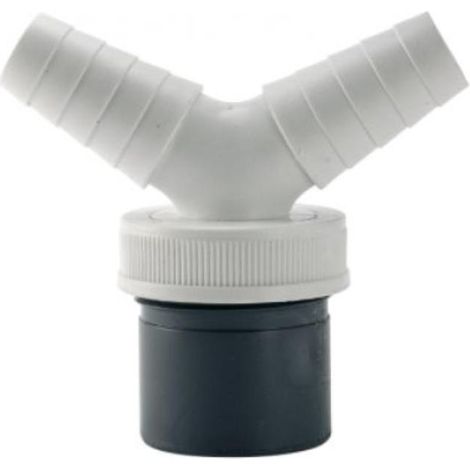 FPLUS toma electro. pvc doble toma 1 1/2-40 , Enlace mixto tubos encolar con doble toma 1"1/2 40 lavavajillas-lavadora pvc