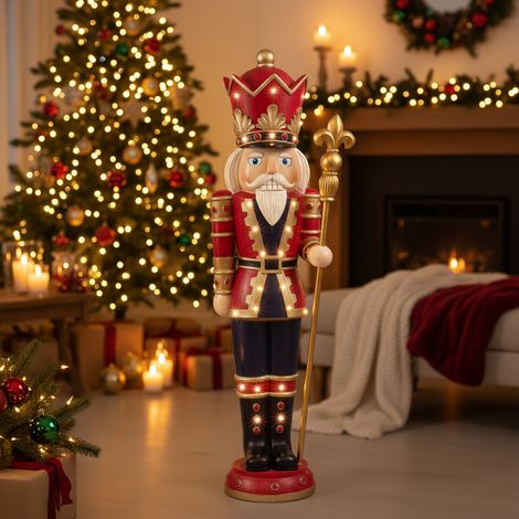 Statuetta soldatino "Tom" schiaccianoci in legno con Led per decorazioni natalizie, 152,4 cm (1/4)