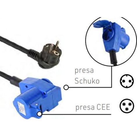 Adapter mit gummikabel electraline 55092-doppel-schuko-stecker-1,5 meter