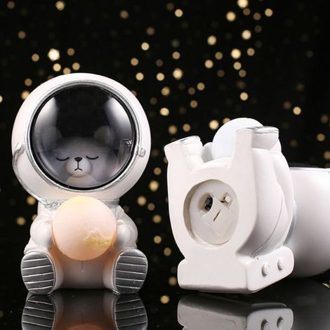 Lampe Astronaute - Veilleuse En Résine Pour Enfant - Décoration Chambre - 8,5 x 9,9 x 13,2 cm - Chat (1/2)