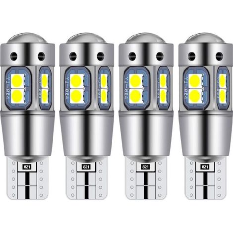 Ampoule T10 W5W led plafonnier voiture led interieur veilleuse led voiture Convient pour les feux de plaque d'immatriculation, les feux latéraux, les feux de position et les plafonniers (4 pièces) (1/5)