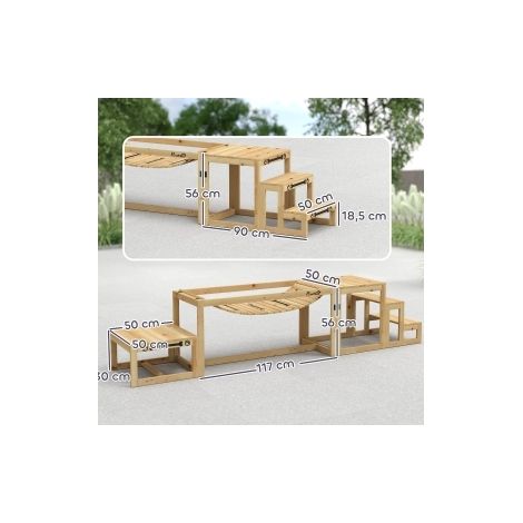 Set agility chien 3 pièces avec pont souple, plateforme de repos et escalier, en bois de sapin, pour entraînement des grands chiens jusqu’à 40 kg CHICFURN (1/5)
