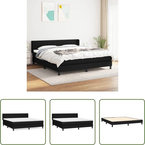 vidaXL Kopfteil - Boxspringbett mit Matratze Schwarz 160x200 cm Stoff (1/5)