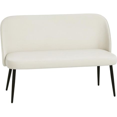 Canapé 2 places moderne avec cadre en métal et bois, revêtement en tissu doux, couleur beige, confort et style assuré