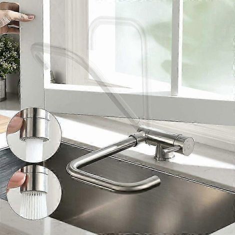 Robinet mitigeur de cuisine pliable avec 2 jets au choix, robinet de cuisine sous fenêtre, robinets de cuisine pliables avec bec pivotant à 360°, robinet mitigeur d'évier pliable sous fenêtre