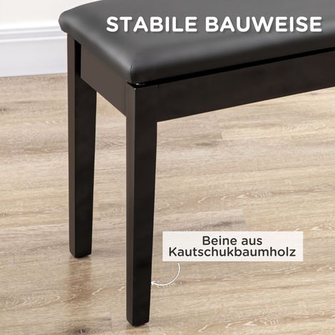 Tabouret de piano, siège pour 1 personne, rembourré, pieds en bois, noir (1/5)