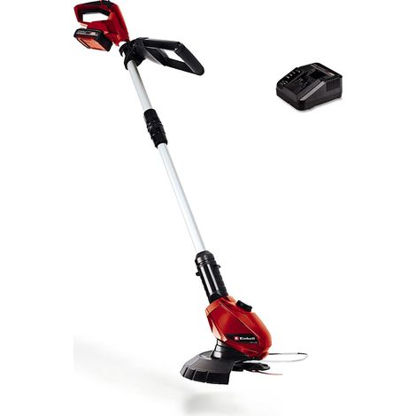 Einhell Tagliabordi a batteria GE-CT 18 Li Kit Power X-Change (18 V, testa del motore ruotabile, Flowerguard, incl. 20 lame in plastica, incl. batteria 2,0 Ah e caricabatterie)