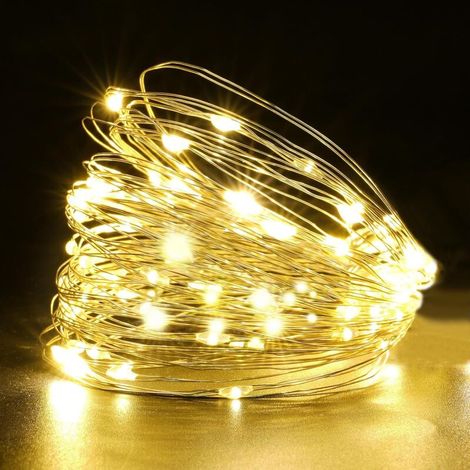 Guirlande lumineuse filaire 100 LED 10 m avec télécommande et minuterie, étanche (1/4)