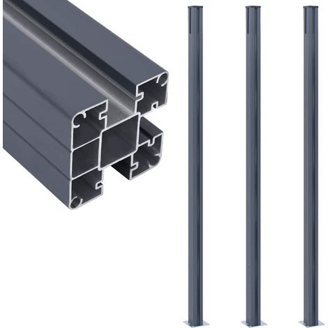 vidaXL Poteaux de clôture 3 pcs Gris foncé 185 cm Aluminium (1/5)