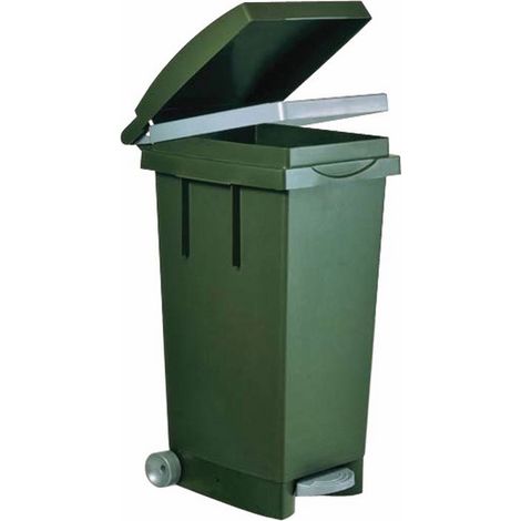 BIDONE RIFIUTI C/RUOTE LT 80 VERDE
