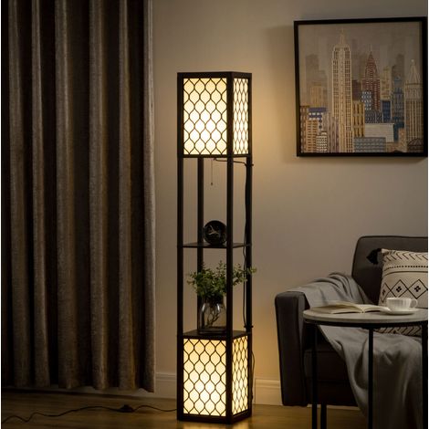 Lámpara de pie con estantes, 40 W, casquillo E27, negro HAVRYA (1/5)