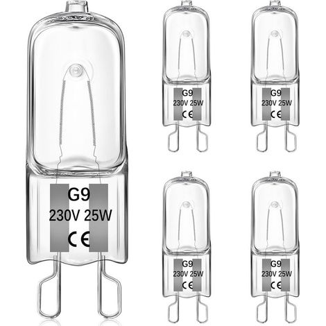 5 Pièces G9 25W Ampoules Halogènes pour four, Blanc Chaud Dimmerabile 230V 2700K, Résistance à la chaleur 300°C Convient pour les ampoules de four, les fours à micro-ondes (1/5)