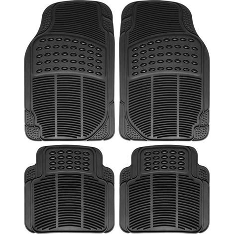 Set of 4 Universal Car Floor Mats, Cuttable, PVC Rubber, Non-Slip (1/5)