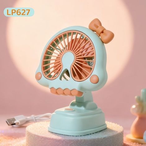 Mini ventilatori da tavolo verdi e arancioni con tre velocità.