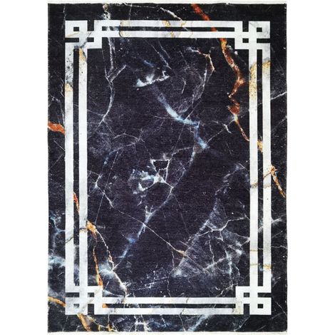 MARBLE ARCH - Tapis extra-doux effet marbre noir bleuté 120x170 (1/5)