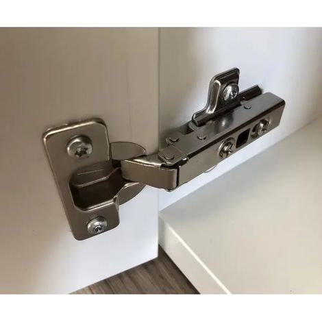 (6 pièces) Charnières de meuble avec vis, charnières en acier inoxydable à recouvrement total pour portes de placard et meubles, silencieuses (1/5)