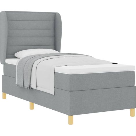 Maison Exclusive - Lit Ă ressorts avec matelas Gris clair 190 x 90 cm tissu (1/5)