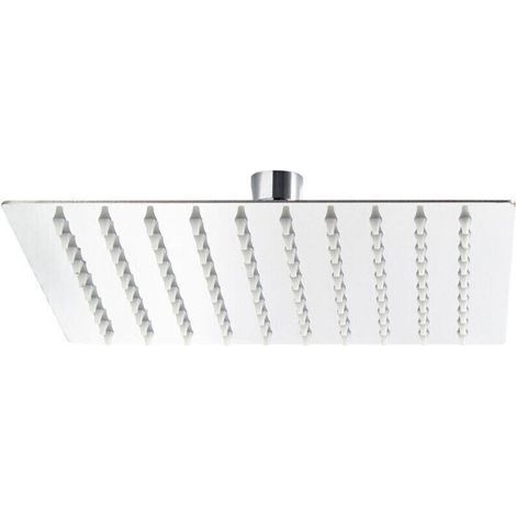 Soffione doccia quadrato, 25 x 25 cm, effetto pioggia, acciaio inox, accessorio bagno, spa (1/4)