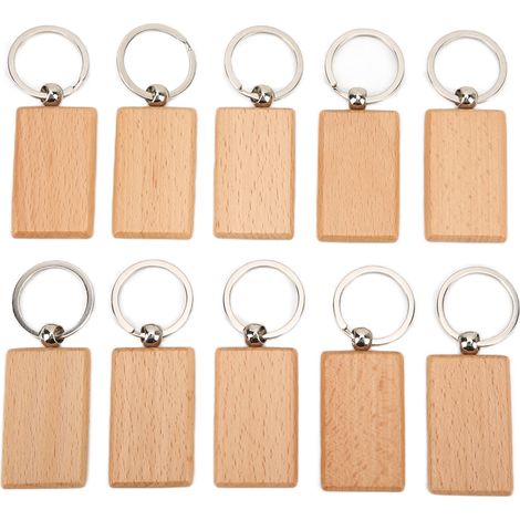 10Pcs Blank Wooden Keychain Smooth Durable Sturdy Lightweight Uniform Size Unfinished Wood Keychain (1/5)
