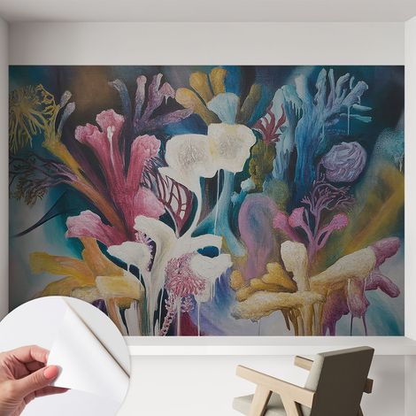 Fotomurale adesivo - Carta da parati adesiva - per la cucina camera da letto per la soggiorno - Esplosione floreale 152x104 cm (1/5)