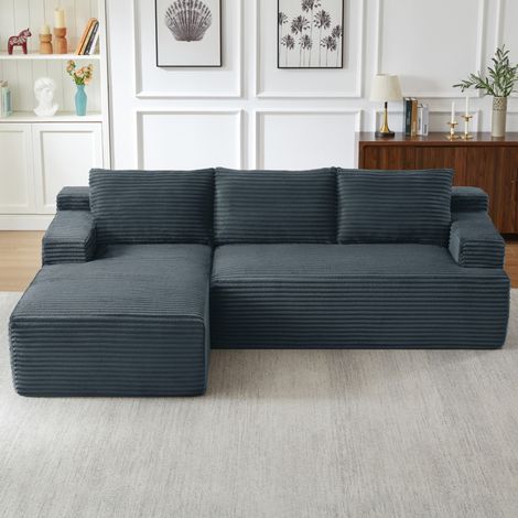 REDOM Sofa, ohne Montage, Schaumstoff und Taschenfederkern, strapazierfähiger Cordbezug, dunkelgrau (1/5)