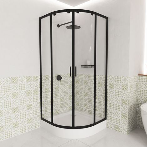 ECOLAM Duschkabine Dusche 80x80 185 Azul transparent Viertelkreis schwarz matt  Duschabtrennung Glas Easy Clean (1/5)