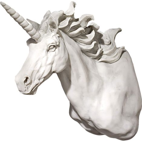 Design Toscano KY722072 Scultura da Parete Alicorno Unicorno Trofeo, Avorio, 25.5x14x33 cm