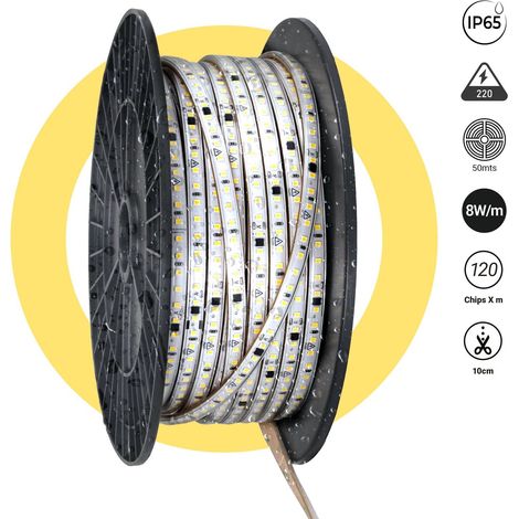 LED-Streifen 220V AC - Einfarbig - 8W/m - 10mm - IP65 - 50 Meter