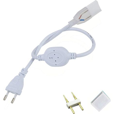 220V Câble d'alimentation prise EU - Fiche 2 broches - Pas d'aiguille 11 mm - Prise standard UE - Câble d'alimentation de rechange pour bande LED 5050/2835 (1/2)