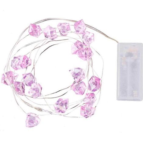 Guirlande lumineuse décorative de 2 mètres avec 20 LED et design en pierres de cristal, idéale pour les fêtes et pour créer une ambiance lumineuse agréable à la maison, éclairage fixe. (1/5)