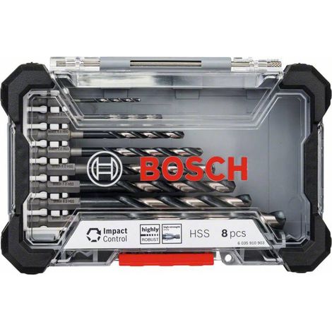 Bosch – Foret à métaux 2608577146 HSS – Jeu de 8 pièces 2-10 mm – Pour acier, fonte, métaux non ferreux – Compatible avec mandrin 1/4" (1/10)
