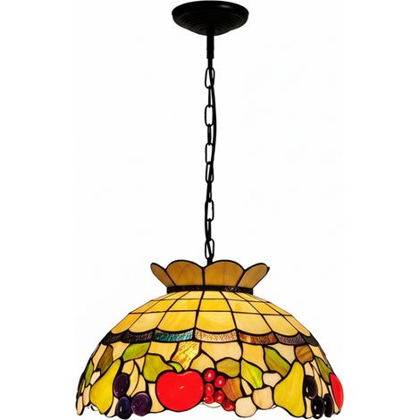 Sospensione Stile Tiffany Vetro Multicolor 1 Luce E27 (1/2)