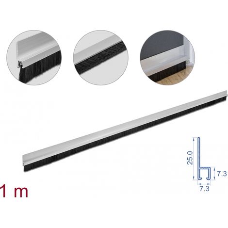 Delock Cepillo de 20 mm con contorno de aluminio recto - 1 m de largo