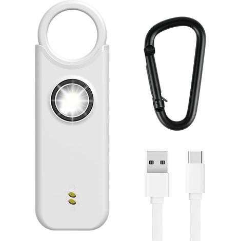 Personenalarm, 135 dB, LED-Taschenlampe, Sicherheits-Schlüsselanhänger, USB-aufladbar, für Kinder und Frauen (1/5)