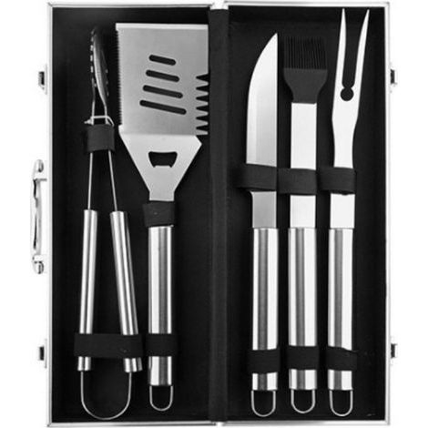 Kit d’outils pour barbecue dans une mallette en aluminium, ensemble d’ustensiles de grillade en acier inoxydable, kit complet pour barbecue domestique et brochettes deng (1/2)