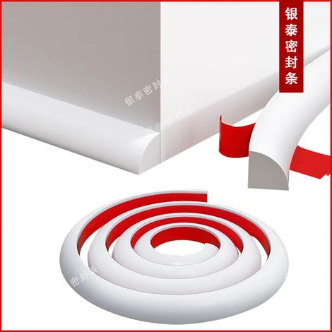 Embellecedor de borde para lavabo de encimera en forma de abanico de 15 mm, deflector de esquina para ducha, elegante sello decorativo, blanco, 6 metros (1/5)