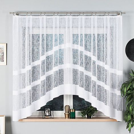 WIKTORIA - Cortina jacquard confeccionada con corte en la parte inferior - 310x160 cm - blanco (1/5)