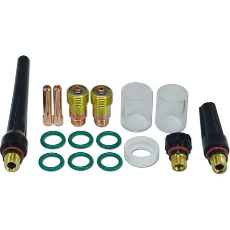 Corps de Collet Diffuseur de Gaz Compact 17GL116 10N23S 1,6mm 17GL332 10N24S 2,4mm Coupelles-Buses en Quartz Transparent 10 16mm pour SR WP 17 18 26 Torche de Soudage TIG 16pcs (1/5)