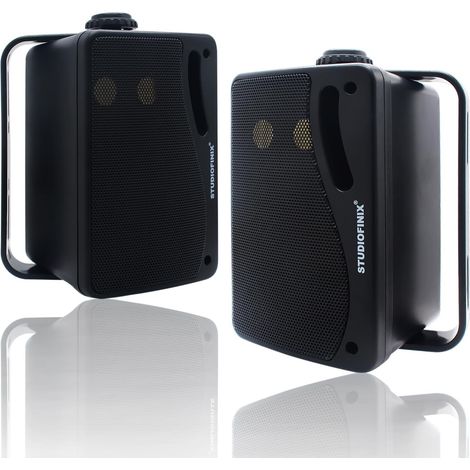 Enceintes Bluetooth extérieures 3,5 Pouces étanches et filaires, Haut-parleurs muraux améliorés 3 Voies 200W, idéales pour terrasse, Patio, intérieur et extérieur (Noir) (1/5)