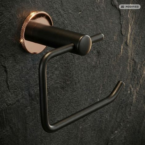 Support de papier toilette PaulGurkes en noir mat et or rose (1/3)